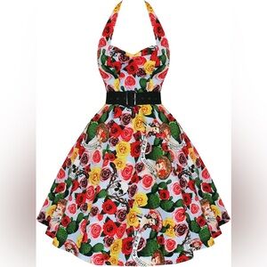 Hell Bunny Mexico 50s style calavera swing dress size M